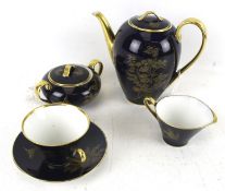 A 20th century Grieshammer tea set for one. Including pot, jug and sugar bowl, etc. Max.