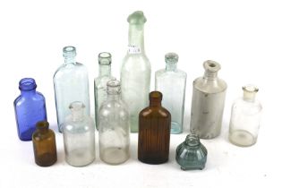 A collection of vintage glass bottles.