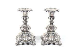 A pair of Swedish lobed candlesticks.