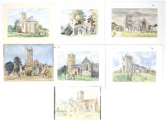 Peter Coates XX-XXI, watercolour pen and pencil. A quantity of notable churches to include :