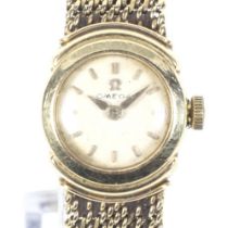 Omega, a lady's 18ct gold round bracelet watch, circa 1980.