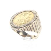 A sovereign 1908, later mounted in a vintage 9ct gold ring.