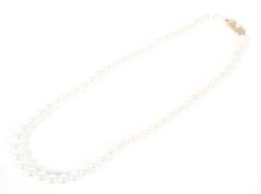 A vintage Mikimoto cultured-pearl single row necklace.