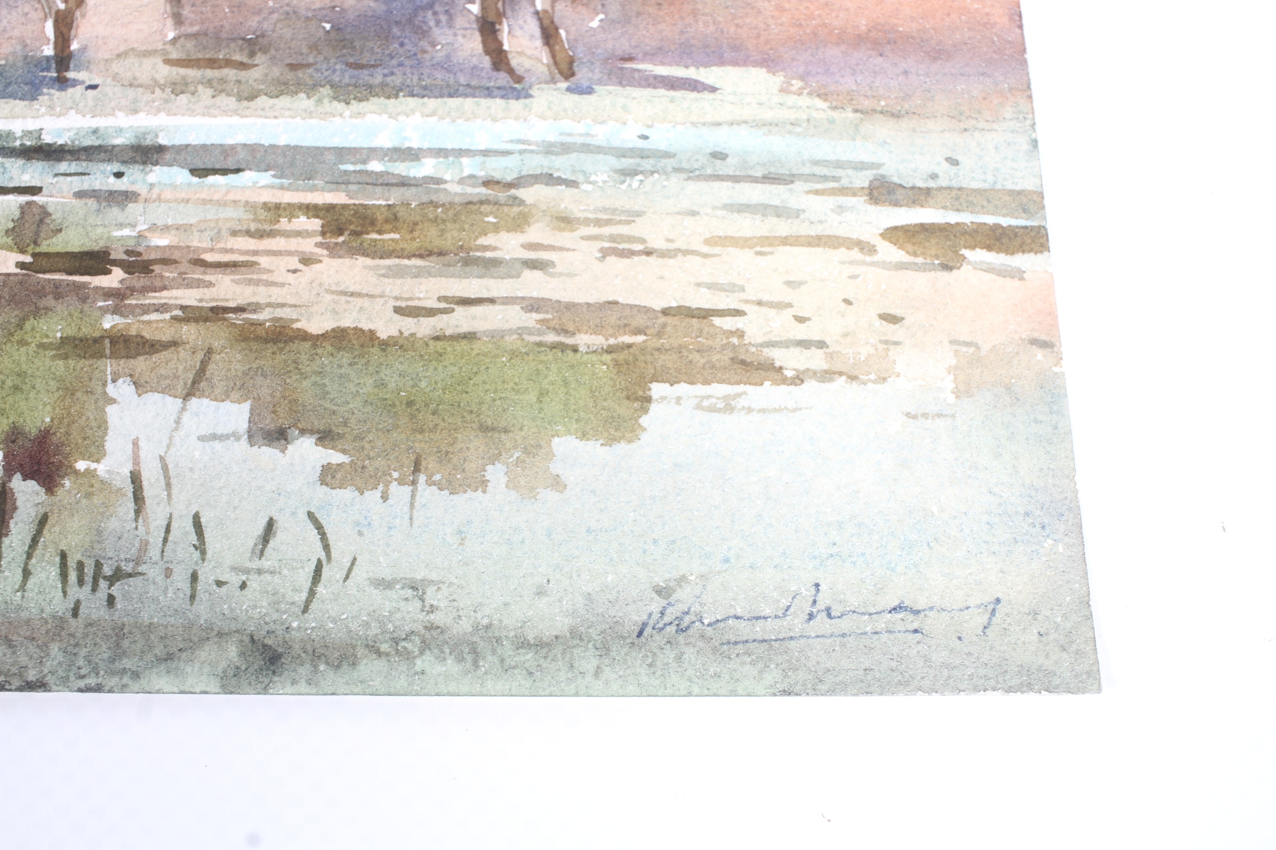 Khin Maung XX , Burmese, watercolour. A river landscape with pagoda etc., signed lower right, 25. - Image 3 of 4