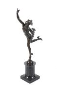 A 19th century patented figure of a bronze figure of Mercury.