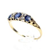 A late Victorian 18ct gold, sapphire and diamond stone ring.