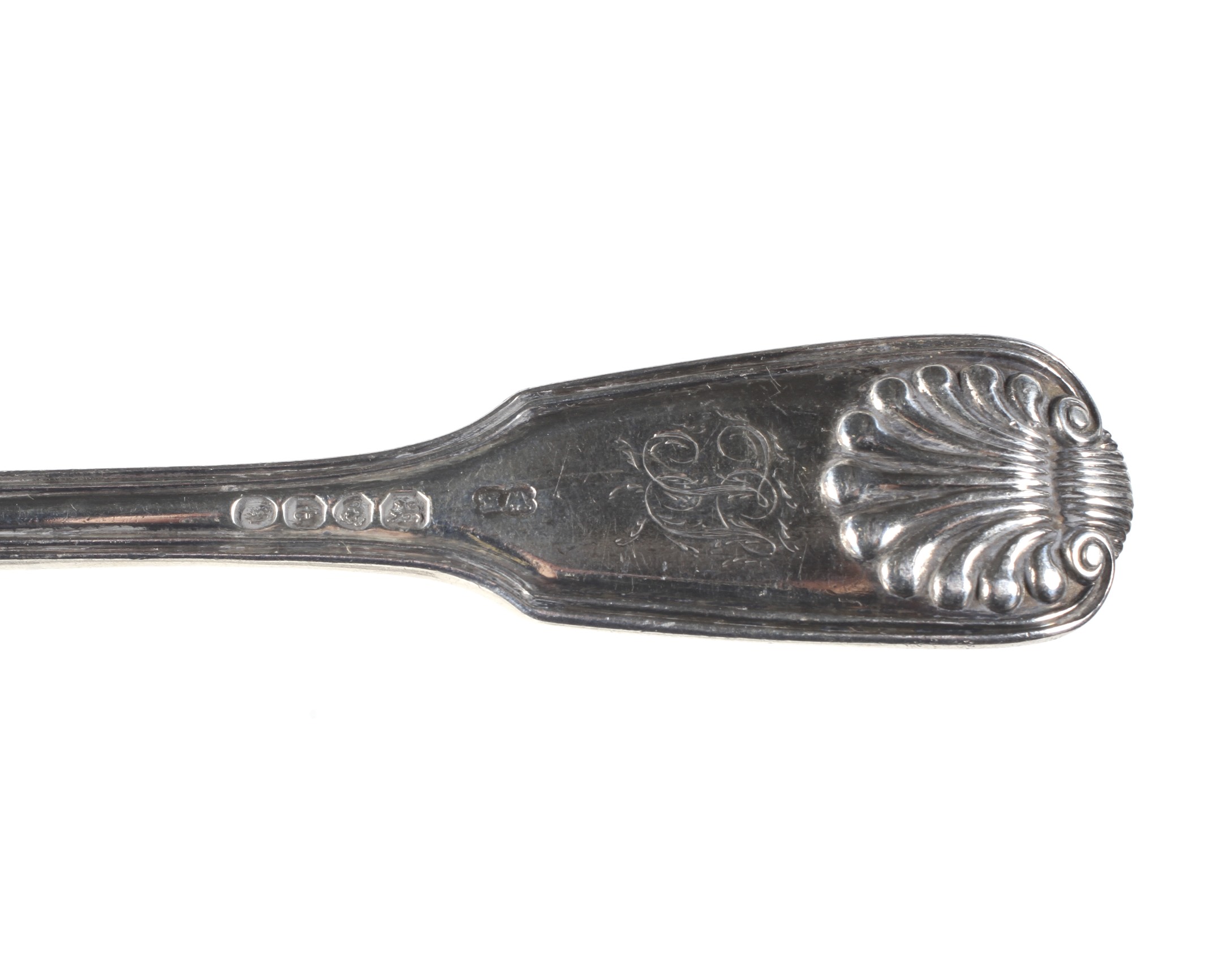 A set of twelve William IV silver fiddle, thread and shell table forks. - Image 3 of 3