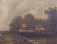 Indistinctly signed, 19th century English School, oil on board, 'Iffley Mill' Oxford on the Thames.