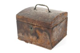 An 18th century semi domed leather apothecary box.