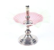 Vaseline glass - a silver-plated and cranberry glass table centrepiece.