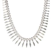 A modern Italian 9ct gold fringe necklace.