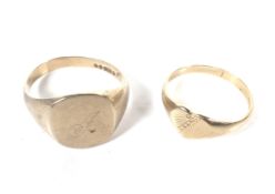 Two 9ct gold signet rings,