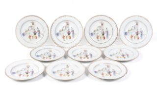 Ten 18th century Chinese porcelain plates.