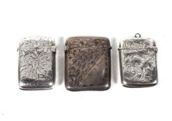 Three late Victorian small silver vesta/match cases.