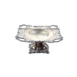 An Edwardian silver shaped-square pedestal sweet dish.