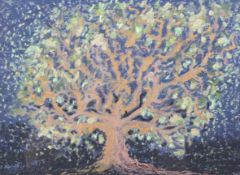 Costas Mikellides (1938-2019 ) MSIA, FCSD. Oil pastel on paper, Australian 'Tree of Life'.