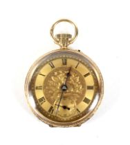 An early 20th century 15ct rose gold cased open-face keyless fob watch, circa 1912. No.