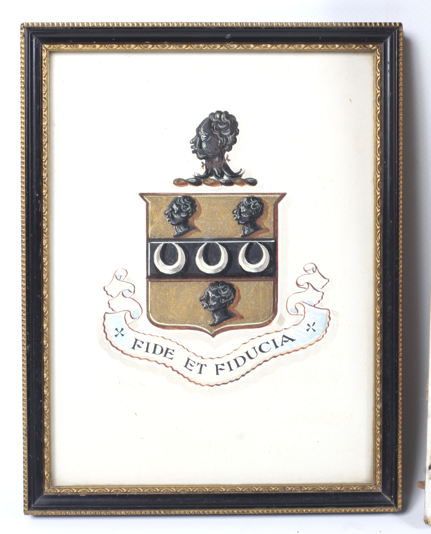 'Blackmore' - two hand painted armorials with the motto 'Fide Et Fiducia' together with a copy of - Image 2 of 4