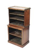 A circa 1800 mahogany small open bookcase with heart shaped galleried brass to top. 118.