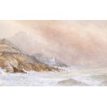 Thomas Edward Heath, watercolour, 'A Stormy Morning in Bracelet Bay', Mumbles,