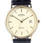 Rotary, Elite, a modern gentleman's 9ct gold cased round wrist watch.