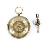 E Robinson & Co, The Square, Shrewsbury, a Victorian 18ct gold cased open face pocket watch.