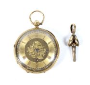 E Robinson & Co, The Square, Shrewsbury, a Victorian 18ct gold cased open face pocket watch.