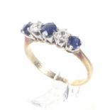 An early 20th century gold, sapphire and diamond five stone ring.