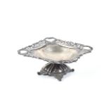 An Edwardian silver shaped-square pedestal sweet dish.