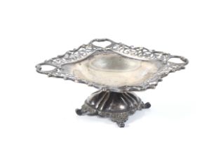 An Edwardian silver shaped-square pedestal sweet dish.