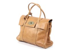 A Mulberry Bayswater leather natural grain handbag and dust bag.