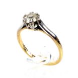 A 1950's gold and diamond solitaire ring, The transition-cut stone approx. 0.