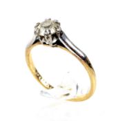 A 1950's gold and diamond solitaire ring, The transition-cut stone approx. 0.