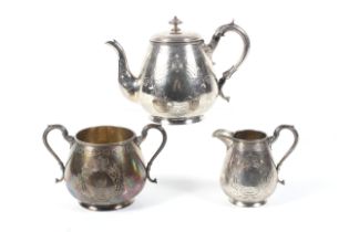 A Victorian silver three piece tea service.