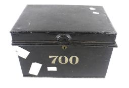A vintage metal deeds box. Marked '700'.