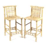 A pair of bamboo bar stools.