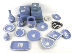 A collection of Wedgwood jasperware. Including vases, trays, dishes, etc. some boxed. Max.