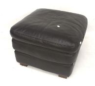 A brown leather Ottoman footstool.