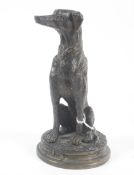 A bronze figure of a greyhound. Marked 'Sauchal Paris', H17.