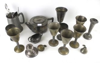 An assortment of silver plate and metalware.