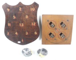 Two vintage ring board quoits wall mounted games.
