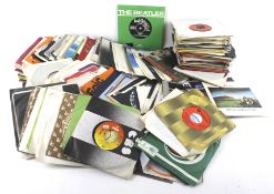 A collection of 7" vinyl 45 RPM singles.
