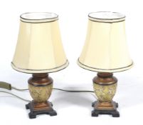 A pair of contemporary urn like table lamps.