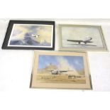 Three David Shepherd aviation prints. 35.5cm x 54.5cm, two framed and glazed.