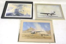 Three David Shepherd aviation prints. 35.5cm x 54.5cm, two framed and glazed.