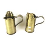 Trench Art - a pair of 1910 and 1915 brass shell case jugs.