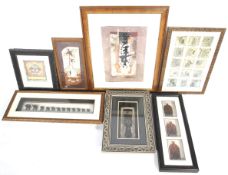 A group of seven assorted framed pictures. Max.