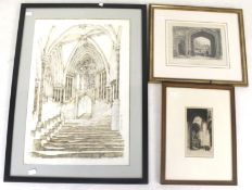 Three prints of churches.