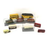 A collection of diecast buses and coaches. Including Corgi, Matchbox, Original Omnibus, etc.
