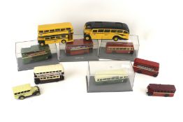 A collection of diecast buses and coaches. Including Corgi, Matchbox, Original Omnibus, etc.